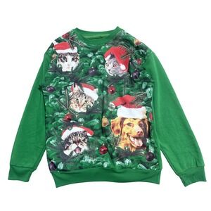 Freeze Sweatshirt Unisex Small Green Light Up Christmas Cat Dog Santa Ugly Pet